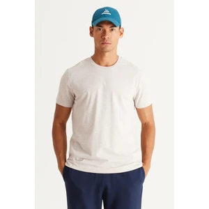 Altınyıldız Classics Erkek Bej Melanj Pamuklu Slim Fit Dar Kesim Bisiklet Yaka Tişört