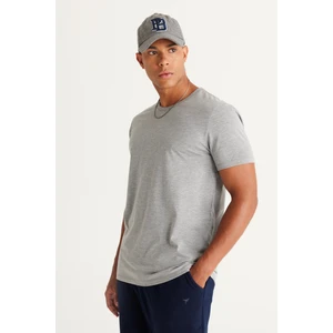 Altınyıldız Classics Erkek Koyu Gri Pamuklu Slim Fit Dar Kesim Bisiklet Yaka Tişört