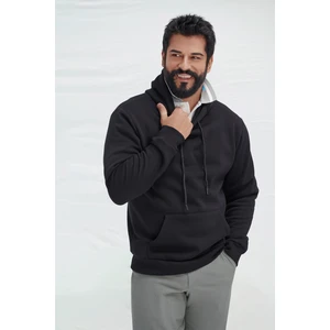 Altınyıldız Classics Erkek Siyah Standart Fit Normal Kesim Içi Polarlı 3 Iplik Kapüşonlu Pamuklu Sweatshirt