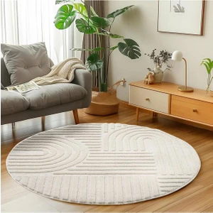 Enva Home Yuvarlak Bukleli Modern Post Peluş Krem Renk