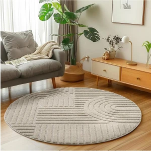 Enva Home Yuvarlak Bukleli Modern Post Peluş Bej Renk