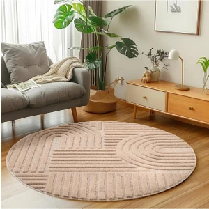 Enva Home Yuvarlak Bukleli Modern Post Peluş Gül Kurusu Renk