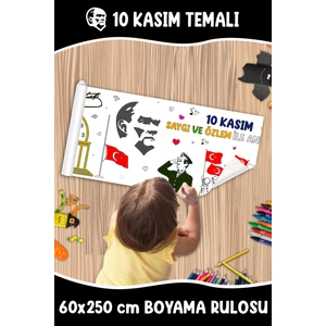 10 Kasım Temalı Dev Boyama Rulosu 60X250 cm