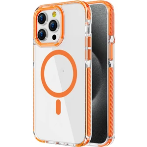 Case 4u Apple iPhone 14 Pro Max Kılıf Magsafe Şarj Özellikli Airbagli Takılabilir Askı Aparatlı Nana Kapak Turuncu
