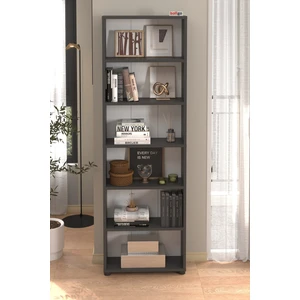 6 Raflı Kitaplık Dekoratif Kitaplık Modern Kitaplık Antrasit