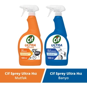 Ultra Hız & Güç Yağ Çözücü Sprey 1000 ml x1 + Cif Ultra Hız Güç  Sprey Leke ve Kir Çıkarıcı 1000 ml x1