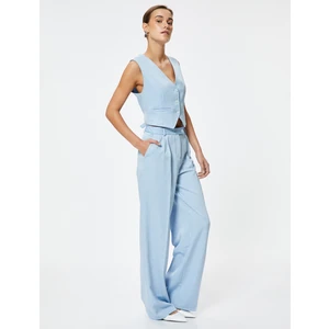 Geniş Paça Kumaş Pantolon Cepli