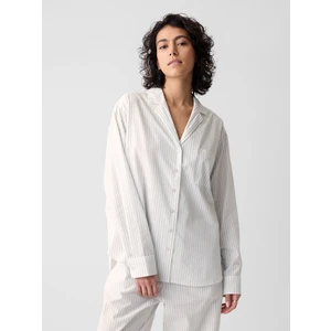 Kadın Gri Desenli Poplin Pijama Üstü