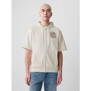 Erkek Kırık Beyaz Gap Logo Fermuarlı Sweatshirt
