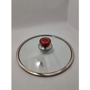 Ercan AVM Cam Kapak 22 cm ve Kırmızı ( Elma Şekeri) Kulp