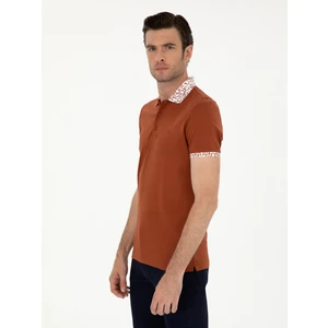 Erkek Kiremit Slim Fit Polo Yaka Merserize T-shirt 50284293-VR031