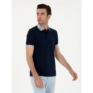 Erkek Lacivert Slim Fit Polo Yaka Merserize T-shirt 50284293-VR033
