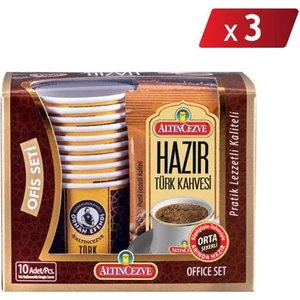 Altın Cezve Hazır Türk Kahvesi Ofis Seti Orta Şekerli 10 x 9 gr - 3lü Paket