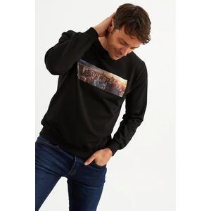 5012 Erkek Bisiklet Yaka Baskılı Sweatshirt