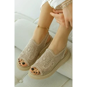 Modafrato Pwr-2000 Hasır Kadın Sandalet Hafif Örgü Yazlık Ayakkabı Rahat Taban