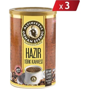 Orhan Efendi Hazır Türk Kahvesi Orta Şekerli Teneke 250 gr - 3lü Paket