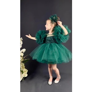 Little Pumpkin Ponpon Kol Pul Payetli Tütülü Kız Çocuk Abiye