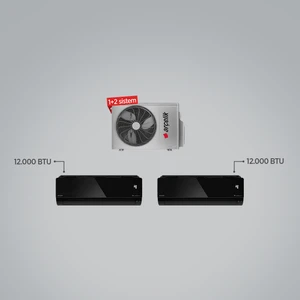 A++ 12000 BTU + 12000 BTU İç Üniteler (1 adet Dış Ünite = 2 adet İç Ünite) 16000 BTU 1+2 Multi Inverter Klima