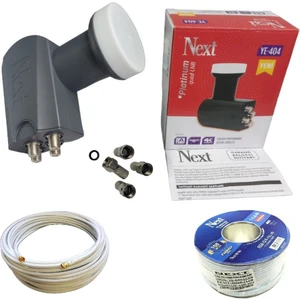 4'lü Quad Lnb 10 Metre Next Hazır-Tak-Kullan Anten Kablosu+4 Adet Contalı Konnektör