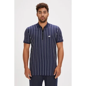 Bad Bear Theo Poloneck Lacivert Polo Yaka Fermuarlı Erkek Tişört