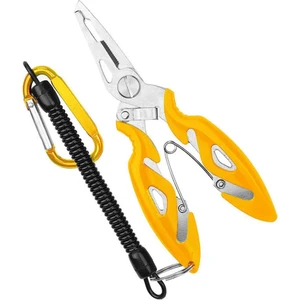 Bauer Balıkçı Pensesi ve Yaylı Karabinalı Askı Aparatı - Sarı (Kitlenebilir Model)