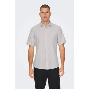 Only & Sons Erkek Onscaıden Slim Fit Kısa Kollu Keten Gömlek 22009885 Lila