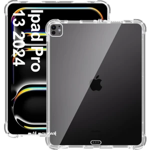 M.TK Moveteck Apple iPad Pro 13" Inç 2024 M4 Çip Tablet Uyumlu Kılıf Arkası Şeffaf Köşe Korumalı Darbeye Dayanıklı Silikon Kılıfı (7.nesil)