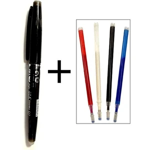 Atmaca Tuhafiye Bia Ütüyle Isıyla Uçan Kumaş Kalemi Siyah ve 4 Yedek Uç Silinebilir Tükenmez Kalem 4 Yedek