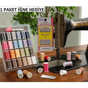 Atmaca Tuhafiye 24 Renk Mini Makaralar Dikiş Iplik Seti (Iğne Hediyeli)