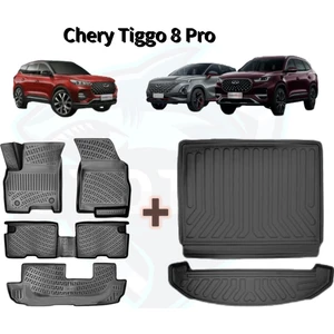 Chery Tiggo 8 Pro Avantgarde 2024 3D Bagaj Havuzu ve Araca Özel Paspas Seti (Hediyeli)