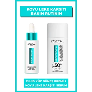 L'oréal Paris Bright Reveal Spf 50+ Koyu Leke Karşıtı Fluid Günlük Yüz Güneş Kremi 50ML + Bright Reveal Sivilce, Güneş, Yaşlanma Lekelerinde Etkili Koyu Leke Karşıtı Serum 10%niasinamid 30ML