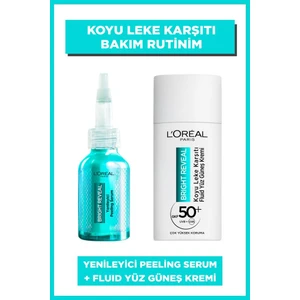 L'oréal Paris Bright Reveal Spf 50+ Koyu Leke Karşıtı Fluid Günlük Yüz Güneş Kremi 50ML + Bright Reveal Koyu Lekelere Karşı Hızlı Etkili Yenileyici Peeling Serum 25% [aha + Bha + Pha] 25ML