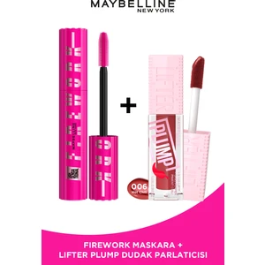 Maybelline New York Lash Sensational Firework Maskara + Maybelline New York Lifter Plump Dudak Parlatıcısı- 006 Hot Chili