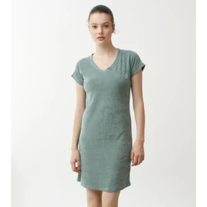 V Yaka Havlu Kumaş Kadın Elbise