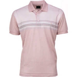 Erkek Pamuklu Merserize Kumaş T-Shirt Cepsiz Polo Yaka Kısa Kollu Çizgi Desenli Tam Kalıp