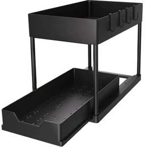 2 Katmanlı Büyük Kapasiteli Lavabo Düzenleyici - Siyah (Yurt Dışından)