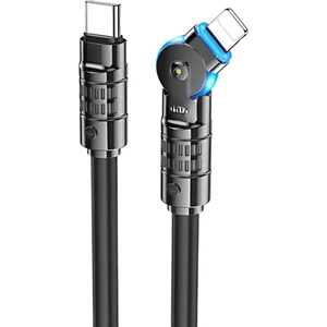 Süper Hızlı Ucu Dönebilen 1.2mt 20W Type-C To iPhone Lightning Şarj Data Kablosu, Ultra Sağlam Kablo