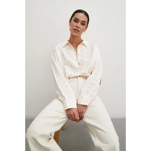 Never More  Puantiyeli Oversize Gömlek Pembe