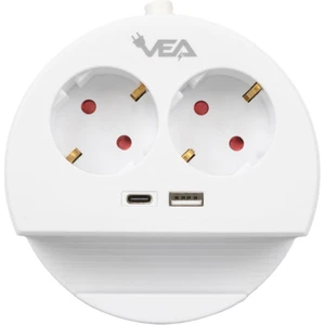 Ve- G1102C 2'li Usb+ Type-C Girişli Anahtarlı 1.5 Metre Grup Priz