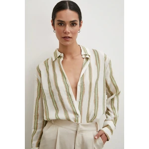Never More  Bambu Çizgili Gömlek Yeşil