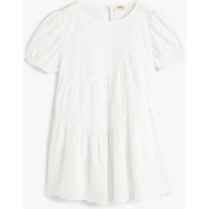 Askılı Elbise Fistolu Kısa Kollu Yuvarlak Yaka Pamuklu