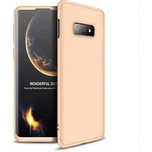 noktaks - Samsung Galaxy S10E - Kılıf Parmak izi Yapmayan 3 Parça Ays Kapak - Gold - T8014