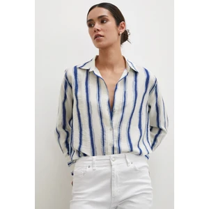 Never More  Bambu Çizgili Gömlek Lacivert