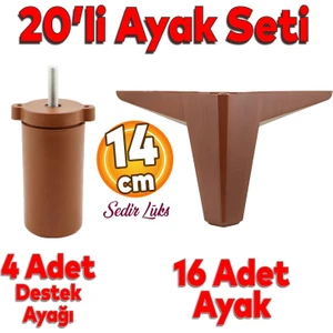20'li Set Sedir Lüks Mobilya Koltuk Kanepe Tv Ünitesi Destek Ayağı 14 cm Ahşap Desenli Ayakları