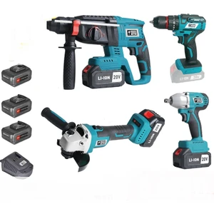 1380 Kömürsüz Akülü Set: Darbeli Vidalama / Kırıcı-Delici / Avuç Taşlama / Somun Sıkma 20V Li-Ion