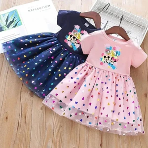 Rainbow Kids Kız Çocuk Mini Mouse Simli Kalpli Elbise
