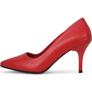 Hakiki Deri Stiletto Topuklu Kırmızı  - 7,5 Cm İnce Topuk Sivri Burun - El İşçiliği Premium Konfor Yumuşak Deri GRS028-KZ