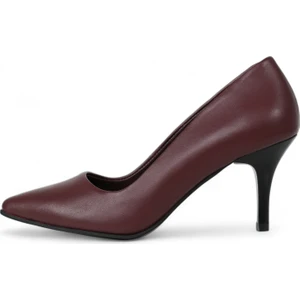Hakiki Deri Stiletto Topuklu Bordo - 7,5 Cm İnce Topuk Sivri Burun - El İşçiliği Premium Konfor Yumuşak Deri GRS028-BD