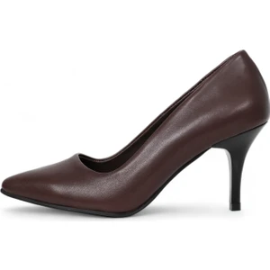 Hakiki Deri Stiletto Topuklu Kahve  - 7,5 Cm İnce Topuk Sivri Burun - El İşçiliği Premium Konfor Yumuşak Deri GRS028-KH