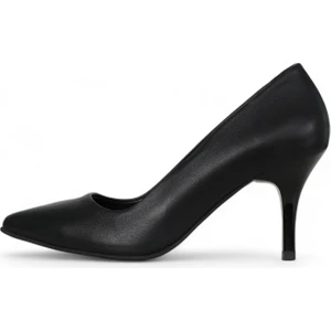 Hakiki Deri Stiletto Topuklu Siyah  - 7,5 Cm İnce Topuk Sivri Burun - El İşçiliği Premium Konfor Yumuşak Deri GRS028-SH